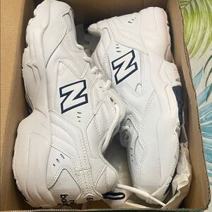 New Balance Women’s 608 White and Navy Sneakers